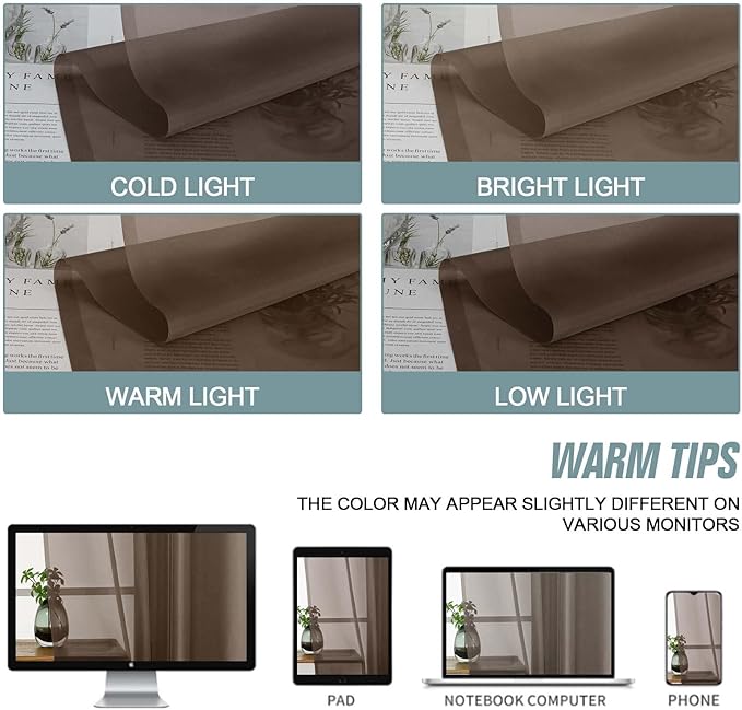 Chocolate Sheer Curtains 84 Inches Long 2 Panels, Elegant Airy Transparent Light Filtering Window Curtains, Window Drapes for Living Room Bedroom, Top Dual Rod Pocket Design, 2x42Wx84L Inches