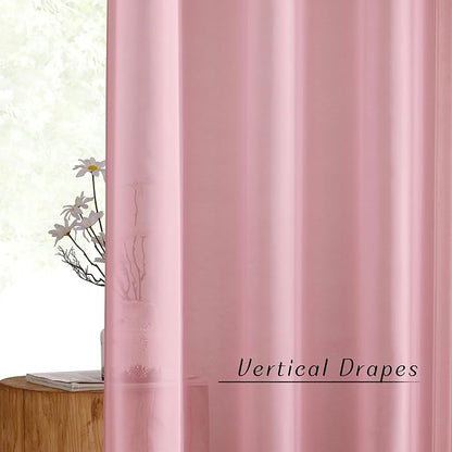 NICETOWN Pink Sheer Curtains for Living Room, Grommet Lightweight Gauzy Textured Sheer Panels Light Filtering Window Treatment for Girls Room, W54 x L108, 2 Panels