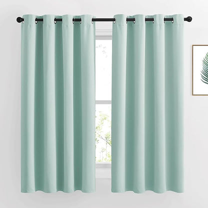 NICETOWN Aqua Blue Room Darkening Curtain Panels - Window Treatment Thermal Insulated Grommet Room Darkening Curtains/Panels/Drapes for Bedroom (2 Panels, 52 by 63, Aqua)