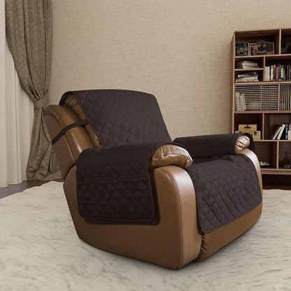 Easy-Going Oversized Recliner Cover Reversible Couch Cover Sofa Cover for Living Room Water Resistant Furniture Protector with Elastic Straps for Pets Dog (Oversized Recliner, Chocolate/Ivory)