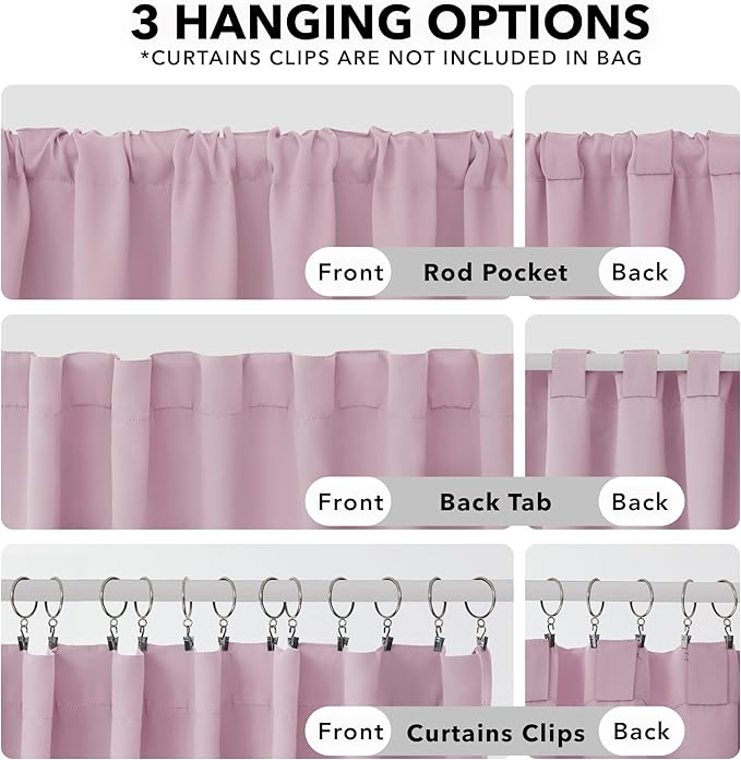 Deconovo Blackout Curtains Insulated Thermal Blackout Blinds Rod Pocket and Back Tab Curtains Room Darkening Curtains for Nursery 52Wx84L Inch Lavender 2 Panels
