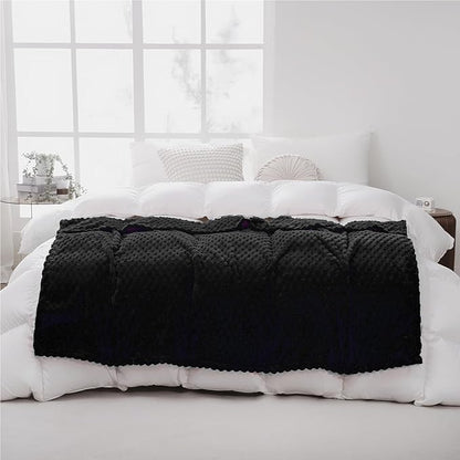 Puncuntex Black Throw Blanket 50"×60" inches Fuzzy 3D Jacquard Decorative Flannel Fleece Super Soft Plush Cozy Blanket for Couch Sofa Chair Lightweight