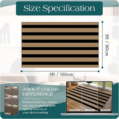 Black Tan Striped Entry Rug - 3x5 Ft Washable Indoor Outdoor Front Door Mat Outside Entrance Front Porch Mat Non-Slip Floor Carpet for Living Room Bedroom Entryway Kitchen Office Porch Decor