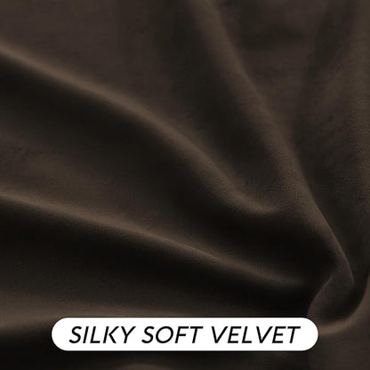RYB HOME Brown Velvet Curtains 72 inches with Hook Belt, Soft Fabric Room Darkening Thermal Insulated Luxurious Home Decor Curtains for Living Room Bedroom, W 52" x L 72", 2 Panels Set