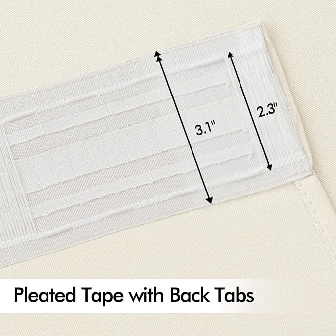 MIULEE Birch Back Tab Blackout Curtains 84 Inch Length 2 Panels Set for Living Room Bedroom Privacy, Rod Pocket/Pinch Pleat Thermal Insulated Room Darkening Pleated Light Blocking Drapes