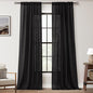 Black Linen Curtains 90 inches Long for Bedroom Back Tab Light Filtering Privacy Semi Sheer Black Curtains Living Room Boho Rustic Farmhouse Cotton Textured Gauze Curtain 2 Panel Set
