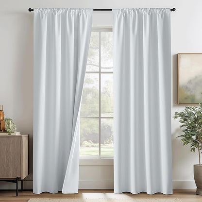RYB HOME White 100% Blackout Curtains, Thermal Insulated Heat & UV Blocking Total Room Darkening Privacy Drapes for Bedroom Dining Living Room, Width 34 by Length 80, White, 2 Panels
