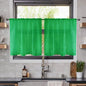 youleyar Solid Sheer Rod Pocket Curtain Voile Draperies 2 Panels White Beige Black Ivory Coffee 26 Inch Width 40 Inch Long 1 Pair for Kitchen Bedroom Children Living Room Yard(Green,26W x 40L)