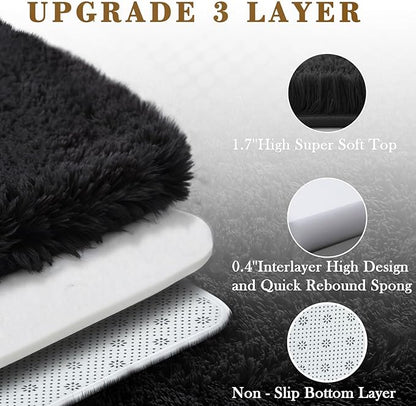 Black Rug Super Soft Shaggy 4x6 Feet Rugs for Bedroom, Fluffy Area Rug for Living Room Floor Rug, Fuzzy and Comfy Carpet Nursery Shag Rug for Kids Boys Room Decor(4 x 6, Black)