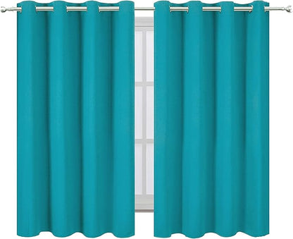 LEMOMO Teal Blackout Curtains/52 x 45 Inch Length Kids Curtains/Set of 2 Panels Grommet Bedroom Curtains for Living Room