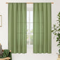 LAMIT Green Linen Curtains 63 inch Length for Bedroom, Faux Linen Light Filtering Window Treatments Neutral Rod Pocket Drapes for Living Room/Farmhouse, 2 Panels Set, 42 x 63 Inch