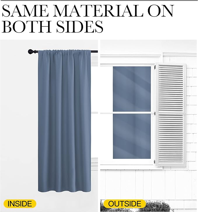 NICETOWN RV Blackout Curtains for Camper Windows, Short Blackout Curtains & Drapes, Thermal Insulated Blackout Curtain Panels for Kids Room, Play Room (Stone Blue, 29" Wide by 30" Long, 2 PCs)