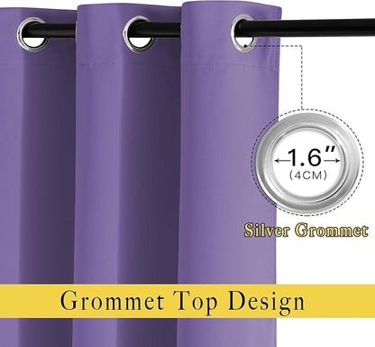 NICETOWN Blackout Curtains 90 inch Length - Triple Weave Energy Saving Sound Reducing Thermal Insulated Solid Grommet Blackout Drapes for Bedroom/Living Room (1 Pair, W46 x L90, Lilac Purple)