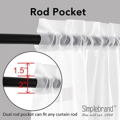 Simplebrand White Sheer Curtains, 84" Length, 2 Panels Set - Light Filtering, Rod Pocket Window Curtains for Bedroom (White, 42" W x 84" L)