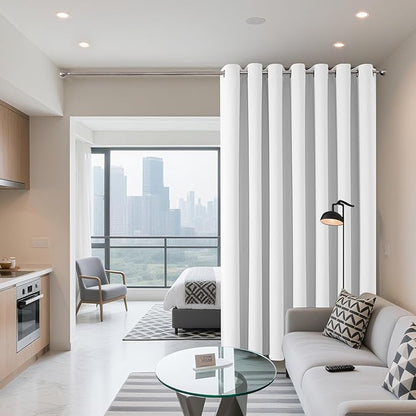Joydeco Blackout Patio Sliding Door Curtains 84 Inches Long, Grommet Privacy Room Divider Curtains, Extra Wide Thermal Blackout Drapes for Bedroom Living Room (Pure White, 60Wx84L, 1 Panel)