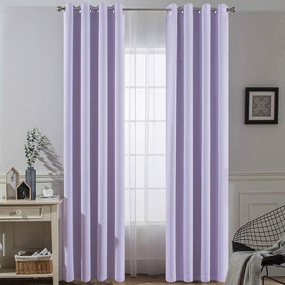 Yakamok Lilac Blackout Curtains 84 Inch Length Room Darkening Thermal Insulated Grommet Window Treatment Drapes Curtain for Bedroom Living Room 52" W x 84" L (Set of 2 Panels,Lavender)
