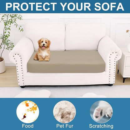 Smiry Printed Couch Cushion Covers, Stretch Soft Couch Covers for Sofa, Washable Non-Slip Sofa Slipcover Furniture Protector for Indoor and Outdoor (Medium,Taupe)