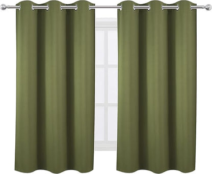 LEMOMO Oilve Green Blackout Curtains 38 x 54 Inch Length/Set of 2 Curtain Panels/Thermal Insulated Room Darkening Blackout Curtains