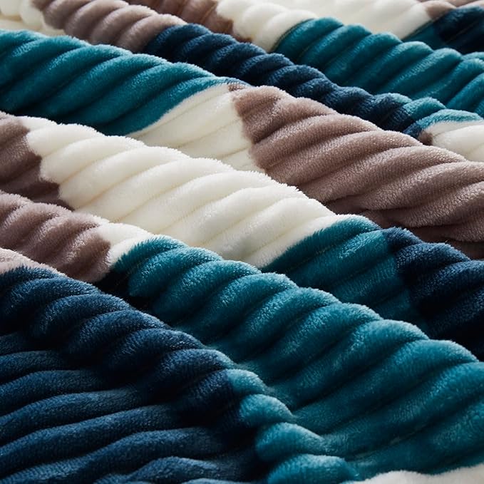 PU MEI Sherpa Blanket Twin Plaid Thick Bed Blanket, 60”*80” Super Soft Flannel Fuzzy Fleece Reversible Velvet Plush Warm Blanket for Couch (Teal Check, 60"*80")