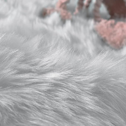 Goolela Faux Sheepskin Fur Rug 4x6 Grey Fluffy Fuzzy Furry Area Rug for Bedroom Playroom Plush Shaggy Washable Irregular Sheepskin