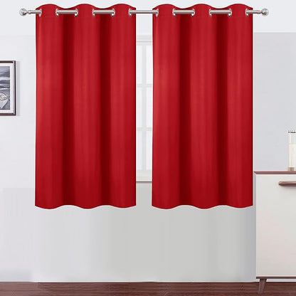 LEMOMO Blackout Curtains 38 x 54 inch/Bright Red Curtains Set of 2 Panels/Thermal Insulated Room Darkening Bedroom Curtains