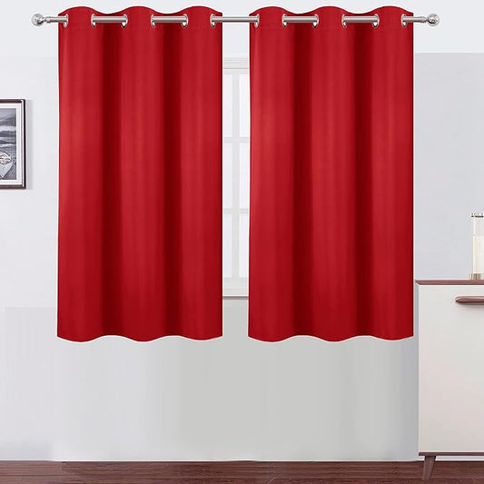 LEMOMO Blackout Curtains 38 x 54 inch/Bright Red Curtains Set of 2 Panels/Thermal Insulated Room Darkening Bedroom Curtains
