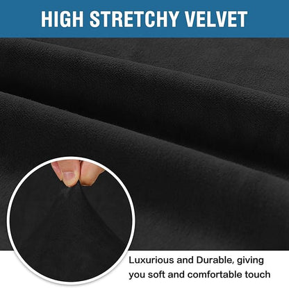 H.VERSAILTEX 1 Peice Stretch Velvet Sofa Covers for 3 Cushion Couch Covers Sofa Slipcovers Furniture Protector Soft, Crafted from Thick Comfy Rich Velour (Sofa 72"-90", Black)