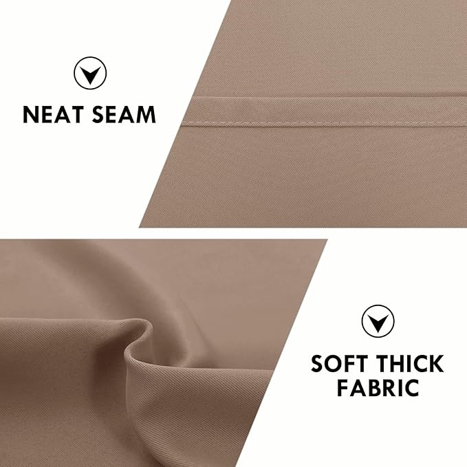 DWCN Blackout Curtains for Living Room Thermal Insulated, Energy Saving & Noise Reducing Bedroom Curtains, Khaki, W 70x L 63 Inch, Set of 2 Rod Pocket Curtain Panels