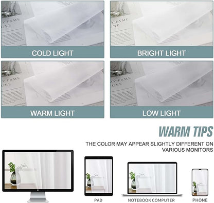 Extra Wide White Sheer Curtains for Window 96 Inches Long 2 Panels Set, Elegant Light Filtering Voile Sheer Curtains for Sliding Glass Door, Dual Rod Pocket Window Drapes, 2x59Wx96L Inches