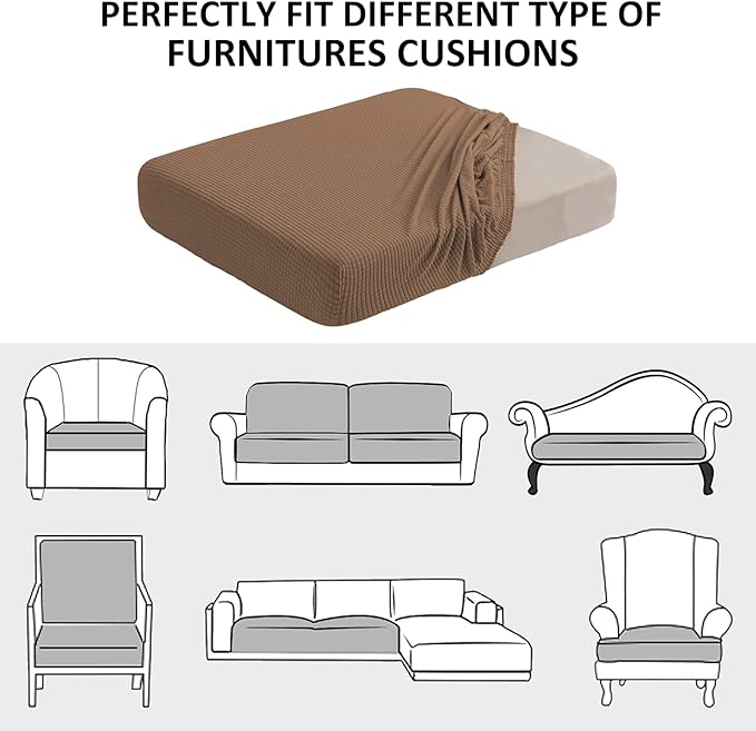 Water Resistant Couch Cushion Cover Stretch Sofa Seat Slipcover for Pets, Thick RV Dinette Seat Cushion Covers Sofa Protector, Washable (Medium, Coffee)