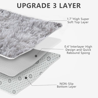 Shag Area Rugs for Bedroom Living Room,5X8 Ultra Soft Fluffy Area Rugs for Dorm, Indoor Carpet Nursery Rugs for Kids Room Home Decor,Tie-Dye Grey