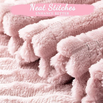Buryeah 6 Pcs Flannel Throw Blanket Bulk 50 x 60 in Sleepover Blanket Outdoor Wedding Throw Lightweight, Oeko-tex Standard 100 Certified for Sofa Homeless Gifts (Light Pink)
