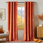 MIULEE Orange Velvet Curtains 96 Inch Length for Fall Thermal Insulated Soundproof Room Darkening Long Blackout Curtains/Grommet Window Drapes Black Out for Theatre/Girls Room Decor Set of 2