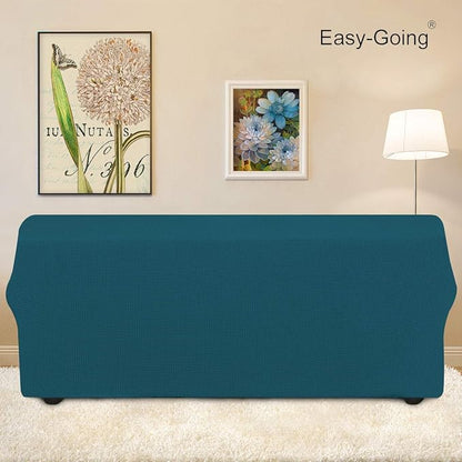 Easy-Going Stretch Oversized Sofa Slipcover 1-Piece Sofa Cover Furniture Protector Couch Soft with Elastic Bottom for Kids, Polyester Spandex Jacquard Fabric Small Checks Peacock Blue