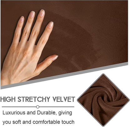 ULTICOR Reclining Love Seat Slipcover, 48" - 65" L, 6-Piece Velvet Stretch Loveseat Reclining Sofa Covers, 2 seat Love seat Recliner Cover, Thick, Soft, Washable (Chocolate)