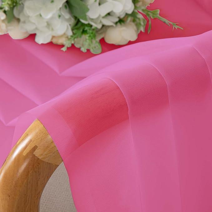 OVZME Sheer Curtains 63 inch Length 2 Panels Set for Bedroom Living Room, Elegant Light Filtering Sheer Curtains, Soft Airy Dual Rod Pocket Window Drapes, Each 42W x 63L Inches, Hot Pink