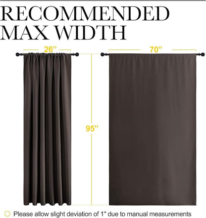 NICETOWN 2 Panels Blackout Curtains, Rod Pocket Thermal Insulated Drapess for Bedroom, Privacy Protection Easy-Care Heavy Duty Curtains for Living Room/Dining Room, W70 x L95 inches, Toffee Brown