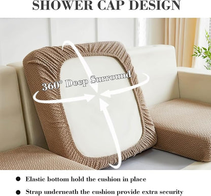 Sofa Covers Couch Covers for Sofa Pet Friendly Couch Cushion Covers Universal Sofa Covers Washable Stretch Slipcovers for Sectional Sofa (Texture Light Coffee,Chaise Cover)