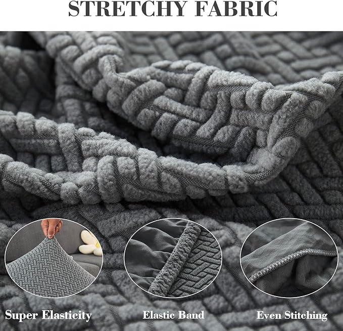 Sofa Covers Couch Covers for Sofa Pet Friendly Couch Cushion Covers Universal Sofa Covers Washable Stretch Slipcovers for Sectional Sofa (Texture Gray,Extra Large Single Seat Cover)