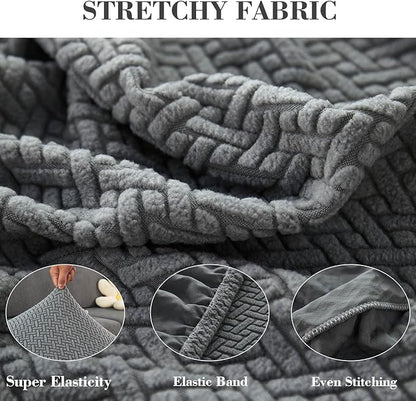Couch Covers for 2 Cushion Sofa Pet Friendly Couch Cushion Covers Universal Sofa Covers Washable Stretch Slipcovers for Sectional Sofa (Texture Gray,Large Double Seat Cover)