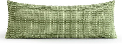 MIULEE Pack of 1 Spring Sage Green Long Body Lumbar Decorative Throw Pillow Cover 14x36 Inch for Bed Couch Sofa Living Room Soft Boho Pillow Cover Modern Farmhouse Home Decor