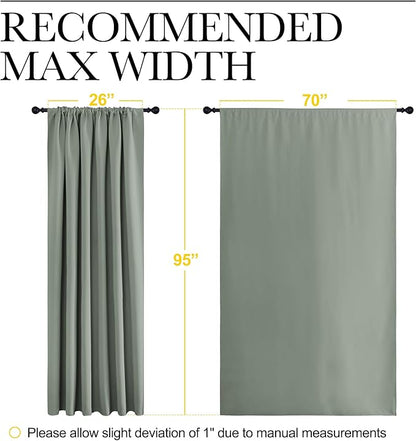 NICETOWN 2 Panels Blackout Curtains, Rod Pocket Thermal Insulated Drapess for Bedroom, Privacy Protection Easy-Care Heavy Duty Curtains for Living Room/Dining Room, W70 x L95 inches, Greyish Green