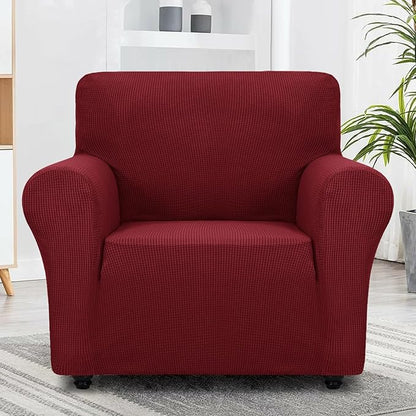 ZNSAYOTX Super Stretch Chair Slipcover Universal Sofa Chair Covers for Living Room Dogs Pet Furniture Protector Spandex Armchair Slipcovers with Anti Slip Foam Sticks (Wine Red, Chair)
