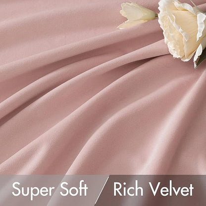 MIULEE Baby Pink Velvet Curtains 108 inches - Luxury Blackout Curtains for Bedroom Living Room Thermal Insulated Super Soft Window Drapes Rod Pocket & Back Tab, W52 x L108 inches, 2 Panels