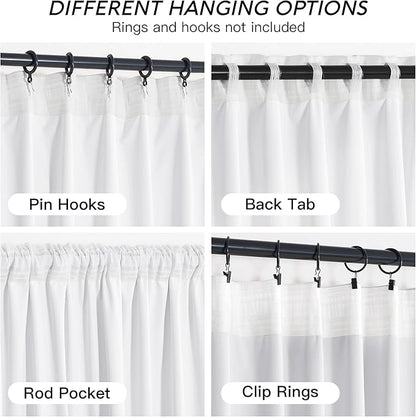 RYB HOME White Velvet Curtains 102 inches with Hook Belt, Soft Fabric Room Darkening Thermal Insulated Luxurious Home Decor Curtains for Living Room Bedroom, W 52" x L 102", 2 Panels Set