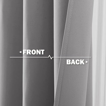 NICETOWN Small Curtain for Half Window, Blackout Short Window Treatment Curtains Solid Grommet Drapers for Bathroom/Living Room, 42" Wide x 36" Long 1.2 inches Header, Silver Grey, 1 Pair