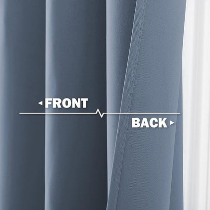 NICETOWN Window Short Curtains for Kitchen, Home Fashion Solid Grommet Top Blackout Thermal Insulated Curtain Drapes for Cafe Window, W 42 x L 36-inch 1.2 inches Header, Stone Blue, 2 Panels