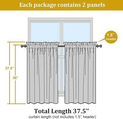 OWENIE Short Hot Pink Sheer Curtains 36 Inch Length 2 Panels Set, Kitchen Tiers Curtains Light Filter Rod Pocket Voile Cafe Curtain for Basement Bathroom Small Half Window, 42" W x 36" L, Hot Pink