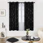 Deconovo Blackout Curtains 72 Inch Long 2 Panels, Black Drapes, Thermal Insulated Noise Reducting Privacy Curtain with Silver Print, Grommet Top, Machine Washable Window Panel for Living Room Office