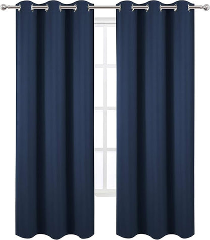 LEMOMO Navy Blue Thermal Blackout Curtains/42 x 95 Inch/Set of 2 Panels Room Darkening Curtains for Bedroom
